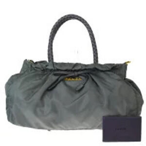 Prada Tessuto Bow handbag braided handle Gray